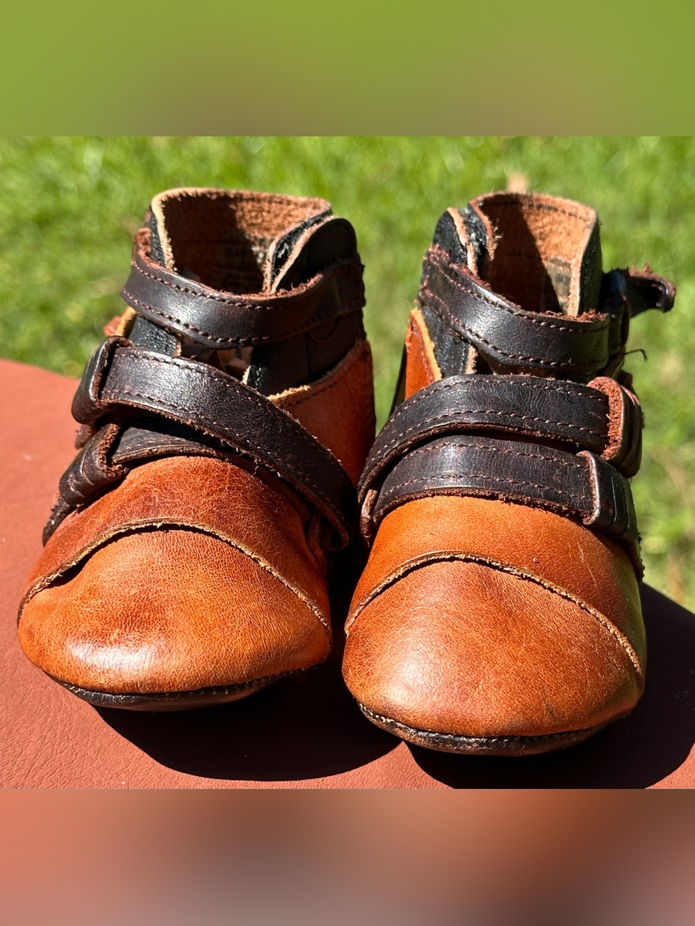 Freebird Baby Crue Leather Western Booties in brown cognac Size 3 for 12-18 mo